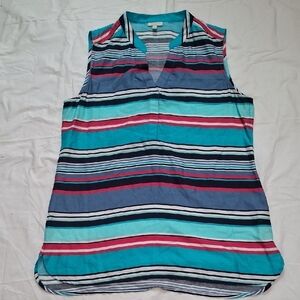Talbots Blue Sleeveless Polo Blouse